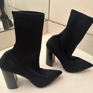 Black Tony Bianco nylon ankle sock boot